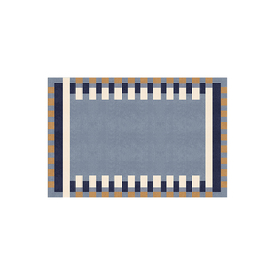 客厅地毯蓝色中古包豪斯轻奢高级感沙发茶几毯防水免洗可擦地垫