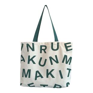 2026年字母街头流行百搭创意简约上学上班通勤帆布包大容量手提袋