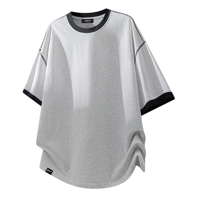 夏季新款圆领短袖拼接设计感