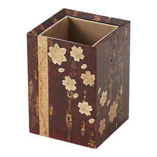 日本进口桦细工笔筒轻奢高级感大容量化妆刷收纳桶办公室桌面收纳