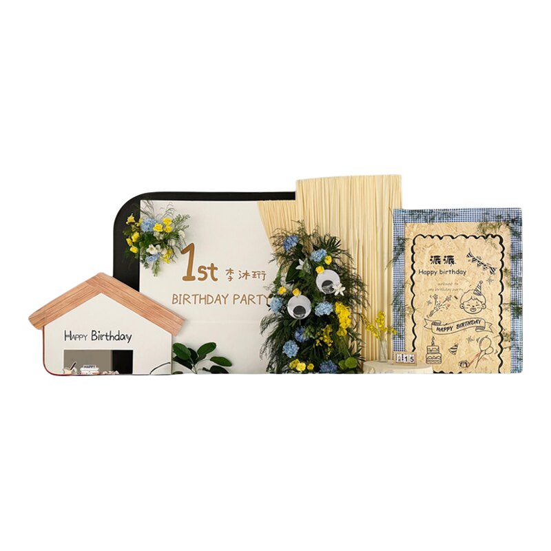周岁生日布置气球韩系kt板背景墙