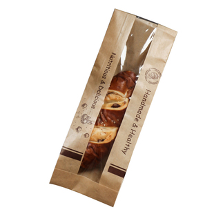 长棍袋法棍纸袋毛毛虫包装烘焙面包打包袋牛皮纸开窗防油纸 100个