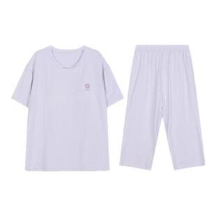 都市丽人新款睡衣LHH2E4舒适棉内加杯垫短袖七分裤家居服服套装
