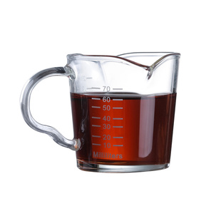 双嘴奶盅咖啡奶杯玻璃刻度烘焙量杯浓缩咖啡耐热玻璃量杯70/150ml