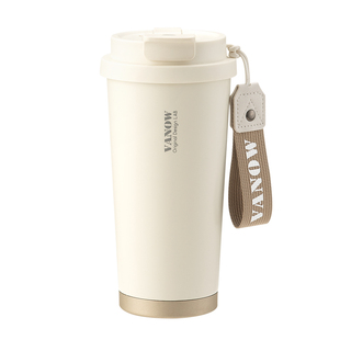 Vanow保温杯女士高颜值2025新款咖啡杯外出携带陶瓷内胆男水杯子