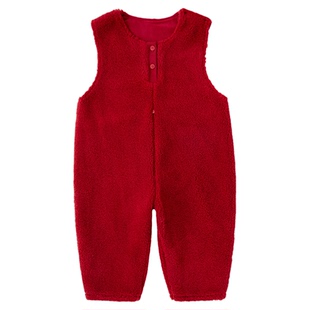 dudujia宝宝背带裤红色儿童婴幼儿冬季加厚裤子男童童装女童衣服a