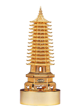 铜欣祥黄铜花丝文昌塔摆件带灯光客厅书房办公室桌面装饰生日礼品