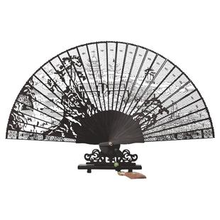 吉善非遗工艺品特产檀香扇黑檀木折扇檀香镂空扇文创摆件礼品扇子