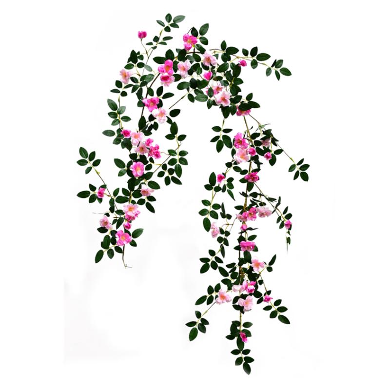 仿真玫瑰花藤藤叶墙面壁挂假花