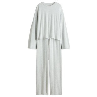 HM2026春季新款女装拉绒汗布睡衣套装1321077