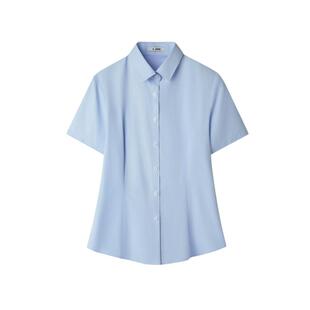 HLA/海澜之家职业通勤短袖正装衬衫26夏新翻领商务蓝衬衣女装