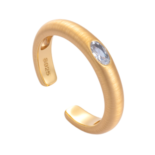 【揽星入怀】素圈戒指纯银女士女款小众高级水晶戒指开口可叠戴