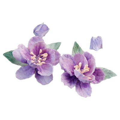 古风紫色仿绒花u钗点缀