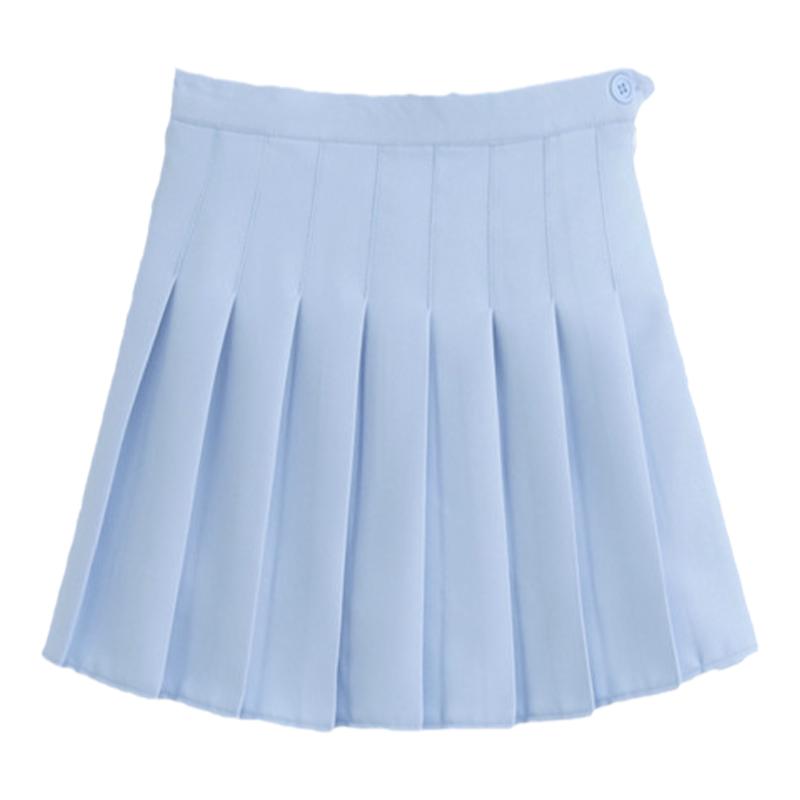 AFairyfanfan韩团少女 马卡龙色百搭高腰百褶裙A字裙短裙制服裙夏