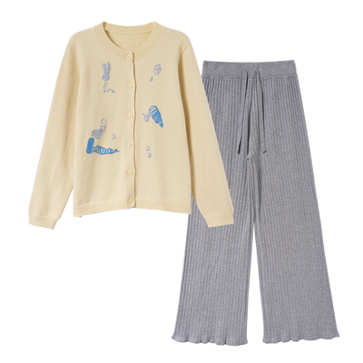 MASANON孕妇针织衫阔腿裤套装