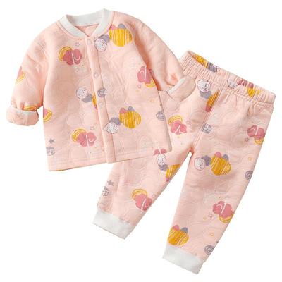 婴儿内衣套装三层夹棉保暖