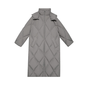 重工几何菱形格 半圆女装[运动]2025冬立领可拆卸帽子羽绒服女