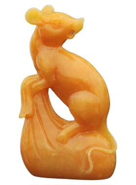 天然米黄玉十二生肖摆件