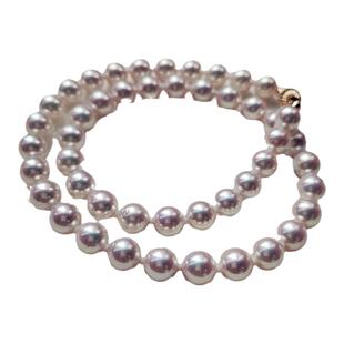 真科研大证日本akoya项链花珠天然海水珍珠串正圆极强光媲美天女