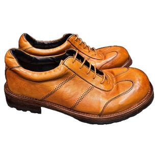 水洗马皮复古德训鞋真皮男款休闲棕色工装马丁皮鞋英伦风软底男鞋