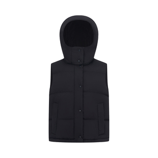 YOTTOY 90白鸭绒云朵面包羽绒马甲女宽松轻薄保暖棉服外套连帽冬