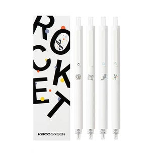 新品2代 KACO菁点学科笔4支装按动式中性笔二代刷题笔芯黑水笔学生学习刷题速干耐写耐用顺滑好写办公签字笔