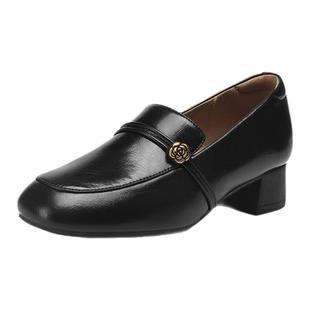 星期六英伦风粗跟乐福鞋女2025秋季新款复古软底小皮鞋子通勤