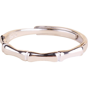 s925足银竹节戒指女小众设计上岸纯银首饰食指环情侣开口节节高升