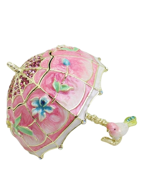 宫廷复古珐琅彩国风雨伞戒指项链首饰盒收纳盒创意摆件生日礼物