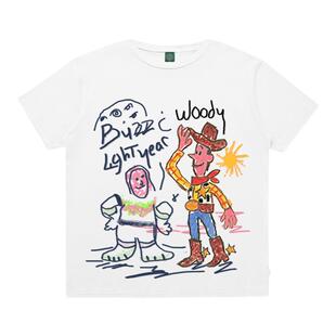 ins潮牌半袖新款复古手绘素描印花短袖T恤男女情侣装原宿风上衣服