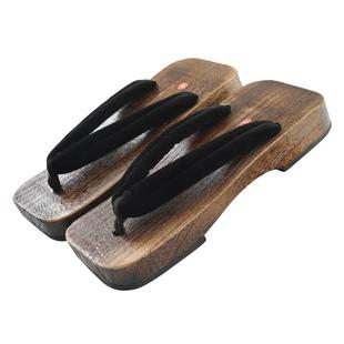 日式和服烧桐木男士方头木屐防滑木拖鞋人字拖鞋夹脚拖鞋厚底居家