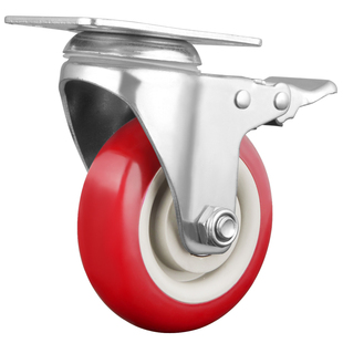 灵朗万向轮轮子手推车平板车重型脚轮3寸4拖车承重带刹车静音滑轮