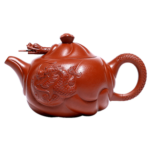 百年利永 宜兴原矿紫砂壶纯手工茶具泡茶壶套装朱泥鱼化龙200ml