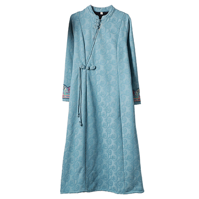 民族风长裙棉麻刺绣加绒