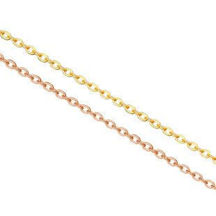 纯18K金散链Au750半成品链子DIY配件闪O圆O十字素链纯链