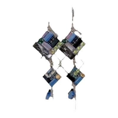 资茉日韩铜合金女混合镶嵌耳环