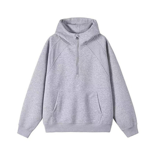 美式半拉链立领卫衣男女款春秋高级感痞帅cleanfit重磅简约帽外套