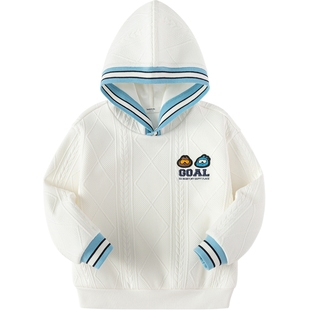 巴拉巴拉男童卫衣宝宝白色连帽打底衫冬装新款童装儿童洋气上衣潮