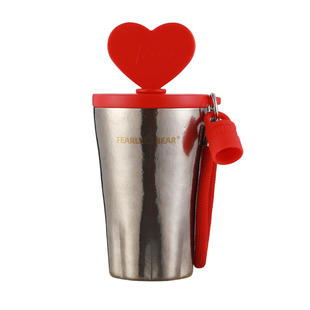 不畏熊纯钛咖啡杯保温杯女爱心渐变色便携钛杯小众设计高级感礼物