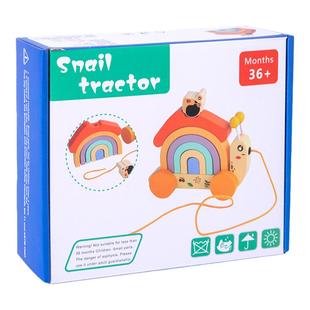 牵引蜗牛玩具儿童拖拉学步拉线绳车宝宝手拉会跑拉拉绳狗木质2岁+