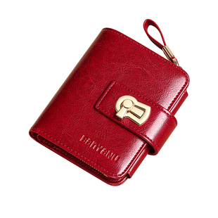 钱包女真皮短款2025新款大容量时尚精致折叠简约拉链钱夹卡包一体