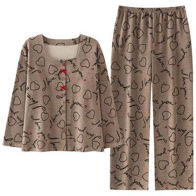 德绒女士开衫睡衣套装