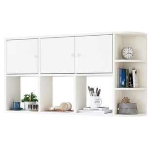 墙上书架实木吊柜挂壁式书柜墙面储物柜置物架客厅壁柜墙上储藏柜