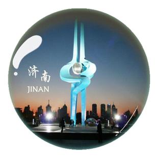山东旅游纪念品水晶玻璃冰箱贴磁贴济南趵突泉泰山青岛大明湖烟台