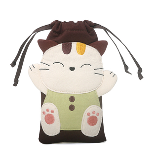 Kine猫 原创开心猫收纳包卡通可爱棉布女生手拿苹果手机包袋小众