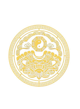 狮咬剑纯铜隐形金属贴八卦镜