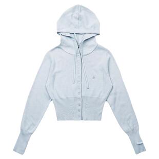 badblood韩国秋季女甜美休闲复古拉链连帽卫衣半短款针织衫外套女