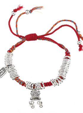 藏式手工银盘缠手链本命年手绳