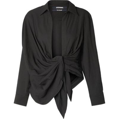 【618狂欢】Jacquemus 夏季女结饰垂坠斜纹布衬衫