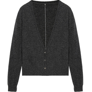 [李小冉同款]MESUX米岫25冬迪木尔风V领长袖针织开衫毛衣MNWUE503